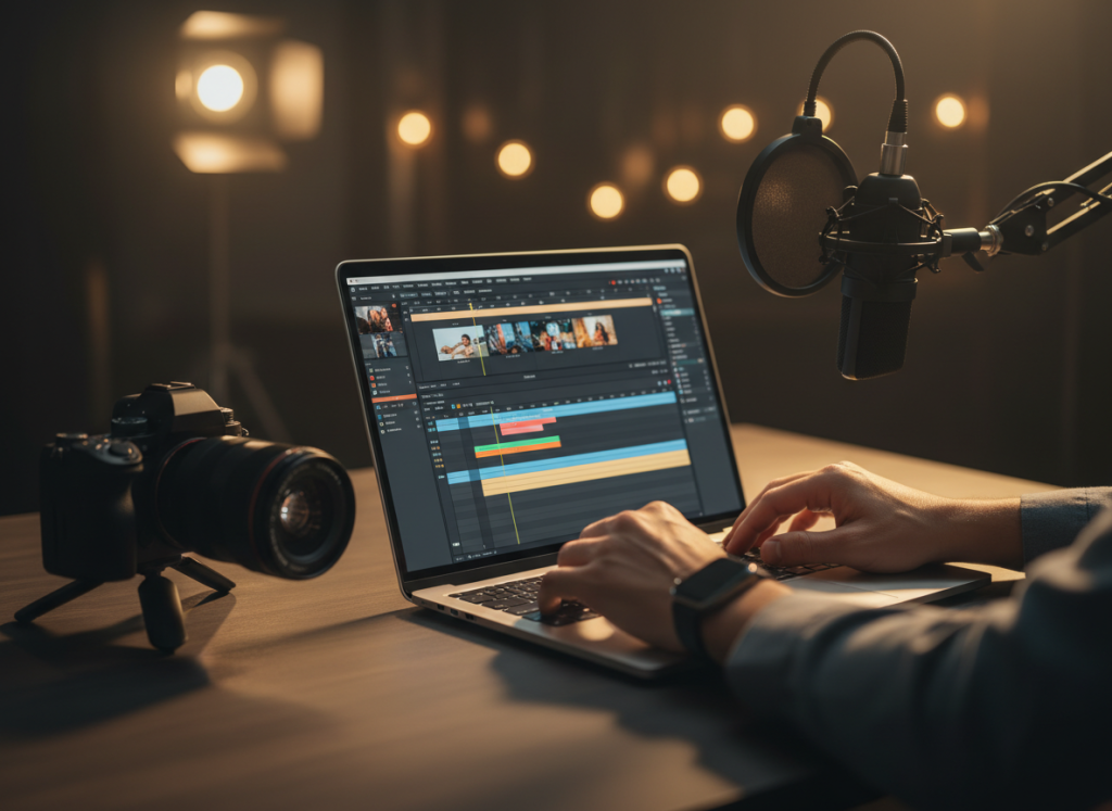Montage vidéo sur ordinateur portable